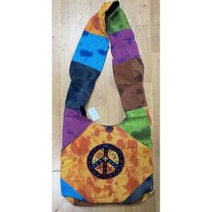 Boho Hippie Crossbody Hobo Shoulder Bag Purse Peace Sign Patchwork Made in India
